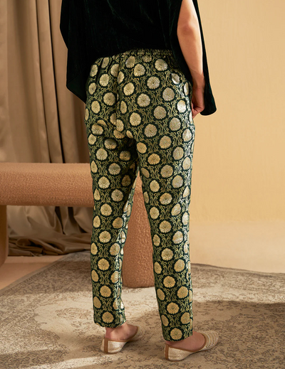 Emerald Green Brocade Pants