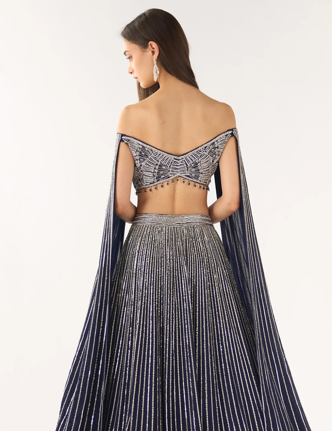 Blue Georgette Embroidered Lehenga Set
