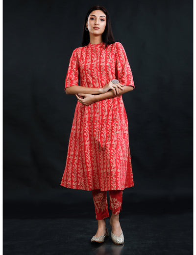 Red A-Line Kurta And Pant