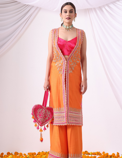 Orange Long Jacket Set