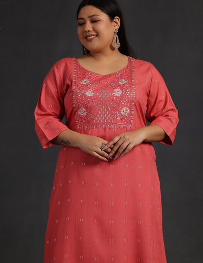 Coral Embroidered Threadwork Kurta