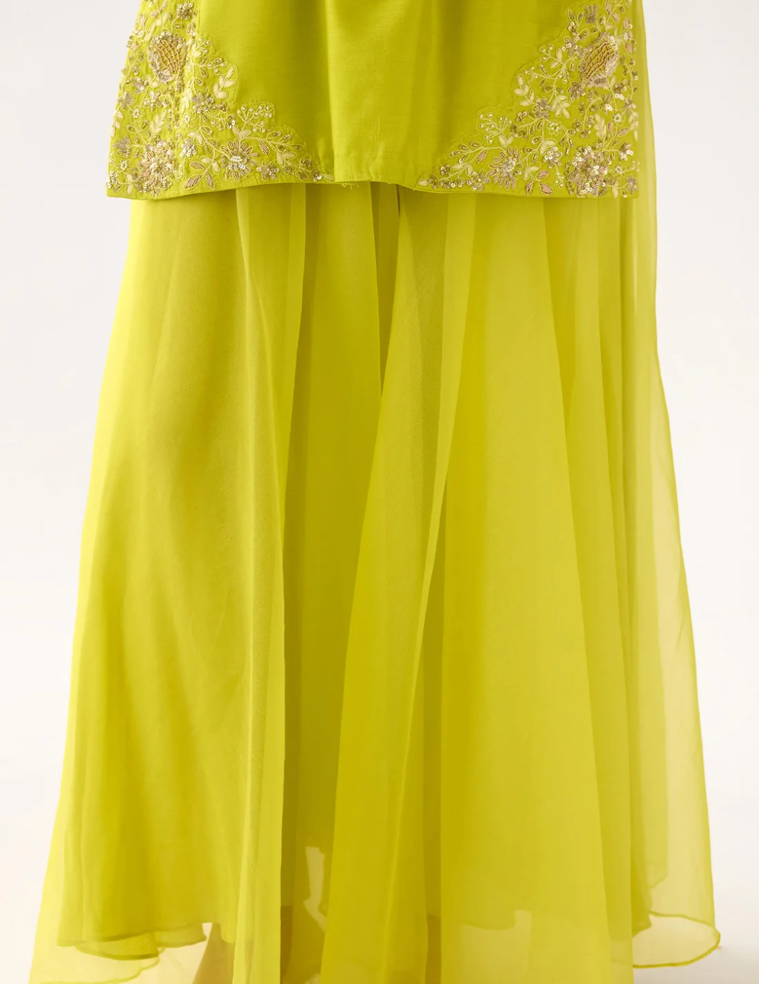 Lime Chanderi Embroidered Sharara Set