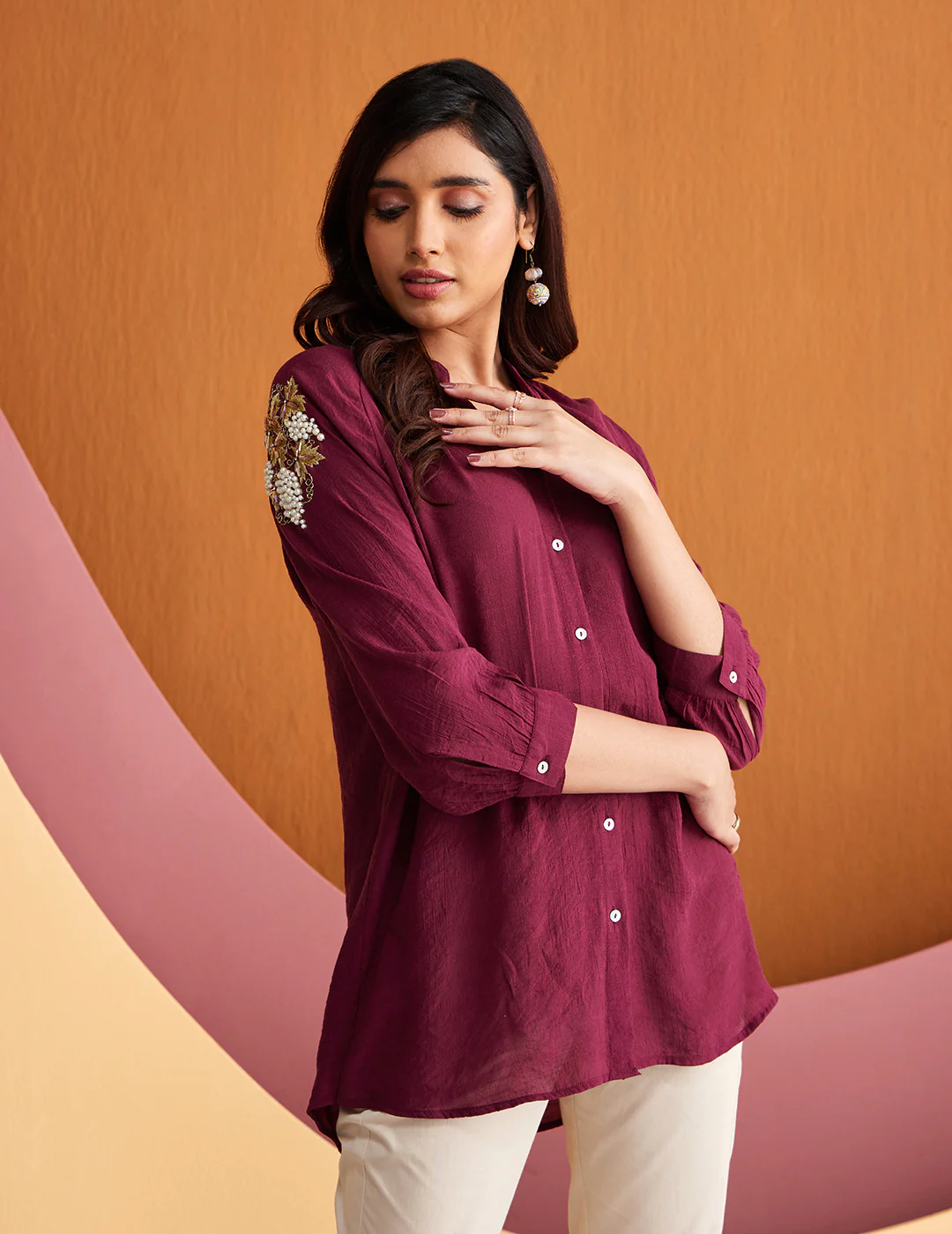 Wine Aligned Shirt