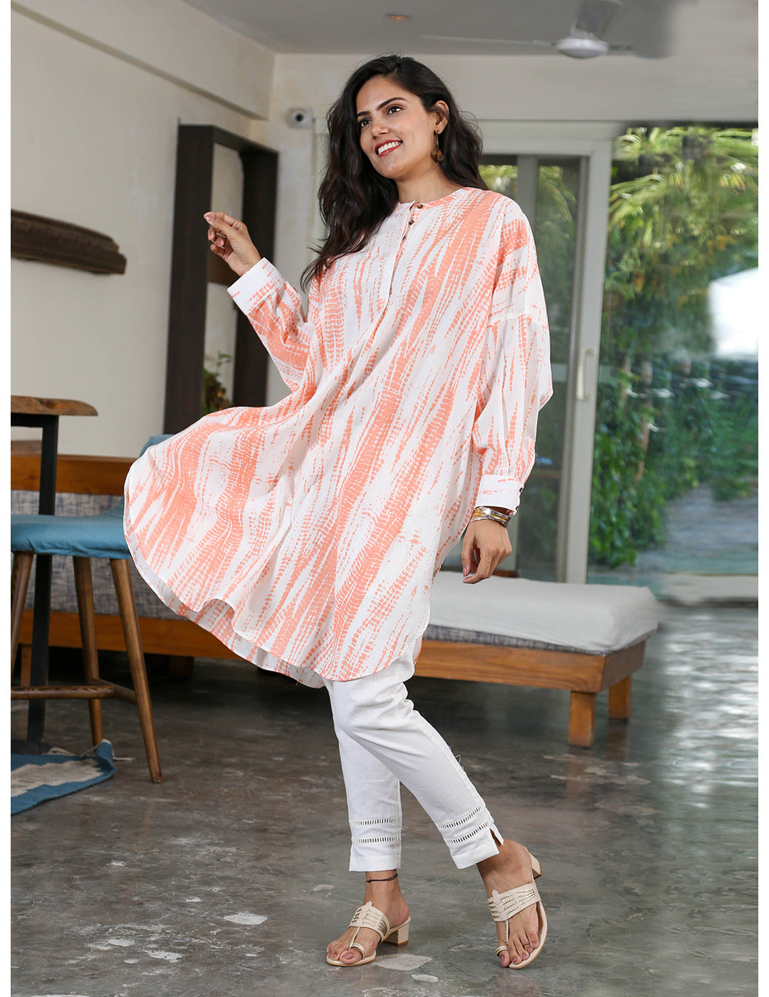 Orange Shibori Print Tunic