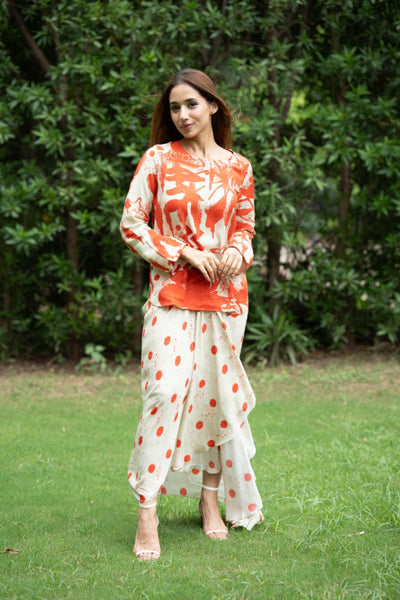 Afsoon Red Dhoti Kurta
