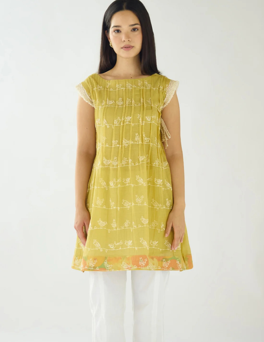Lime Haven Cotton Embroidered Tunic