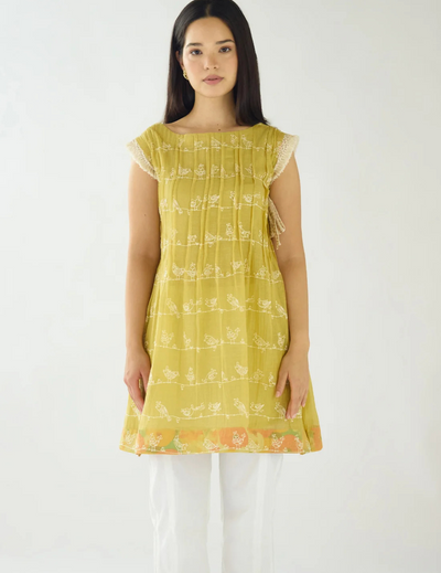 Lime Haven Cotton Embroidered Tunic