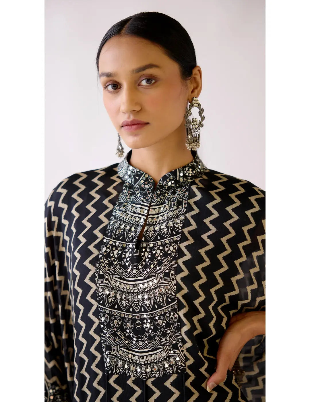 Black Embroidered Sharara Set