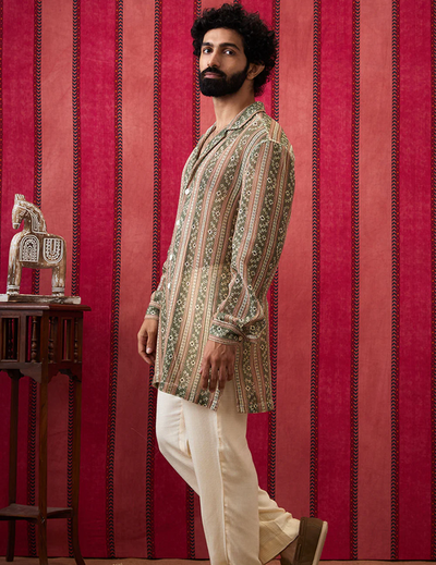 Bandhej Long Prnted Shirt With Pants