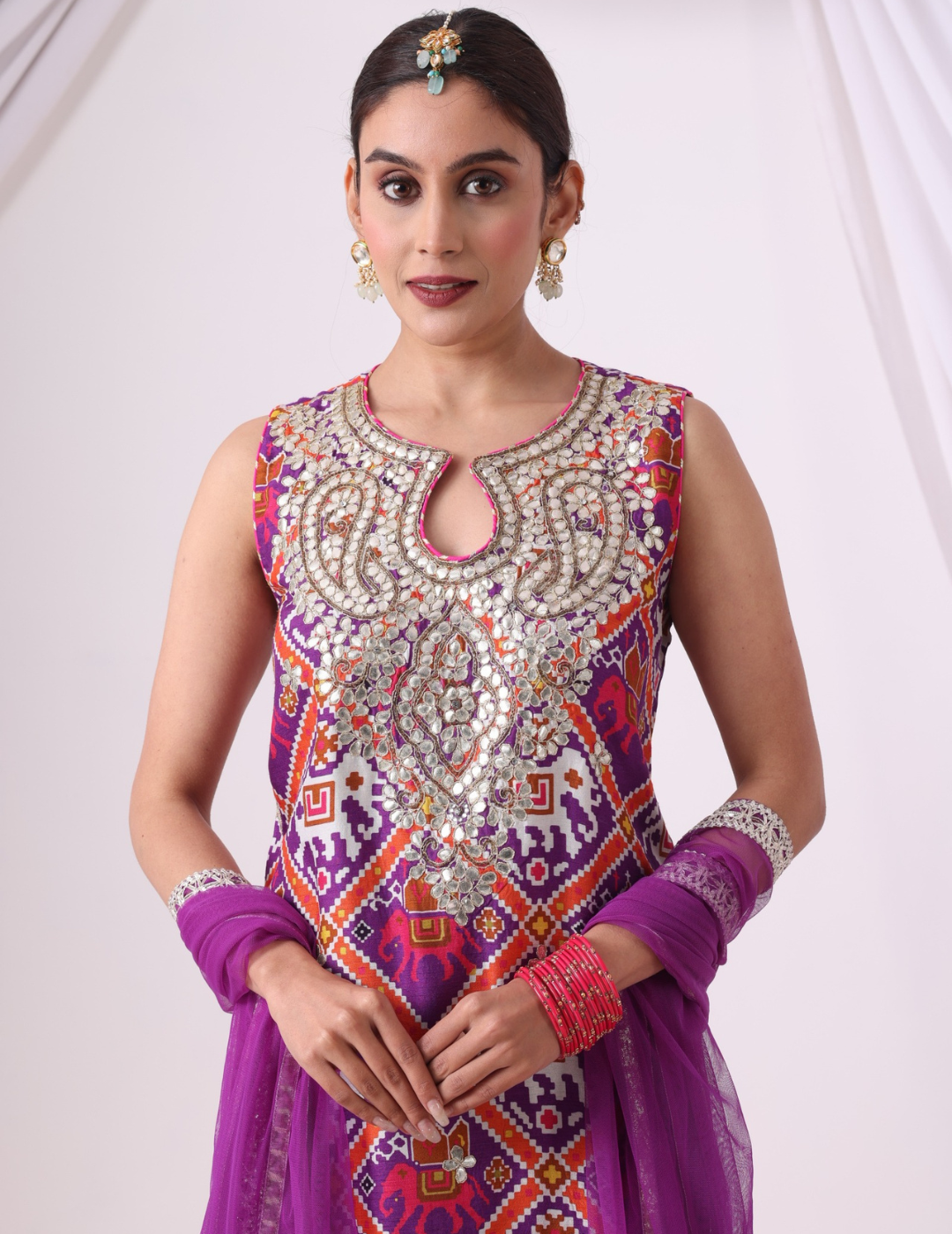 Meher Purple & Pink Digital Printed Gharara Set