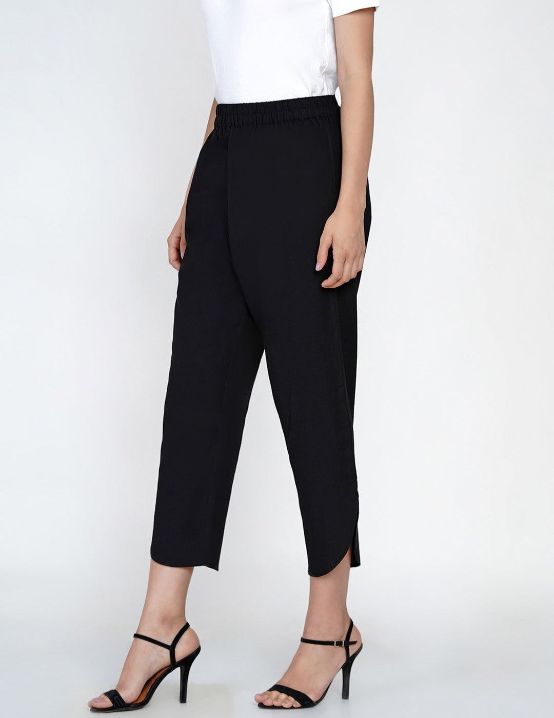 Black cotton flex petal pants