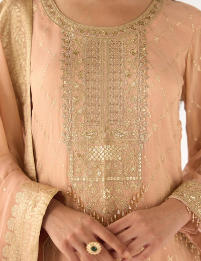 Pink Banarasi Embroidered Sharara Set