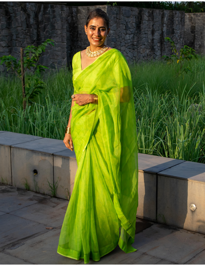 Neon Green Saree