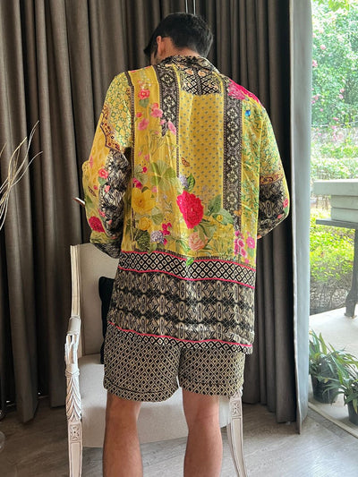 粉色 &amp; 金色 Cape Dhoti 套装