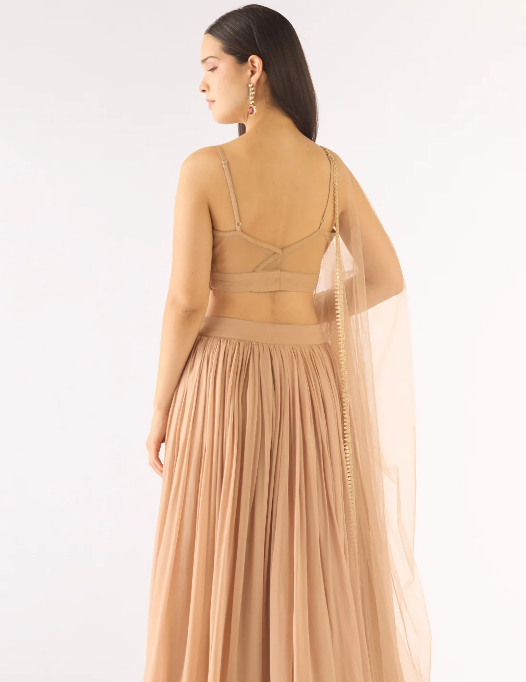 Beige Georgette Embroidered Lehenga Set