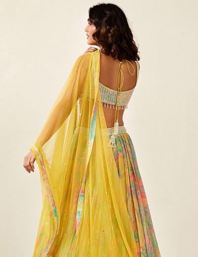 Multicoloured Printed Lehenga Set
