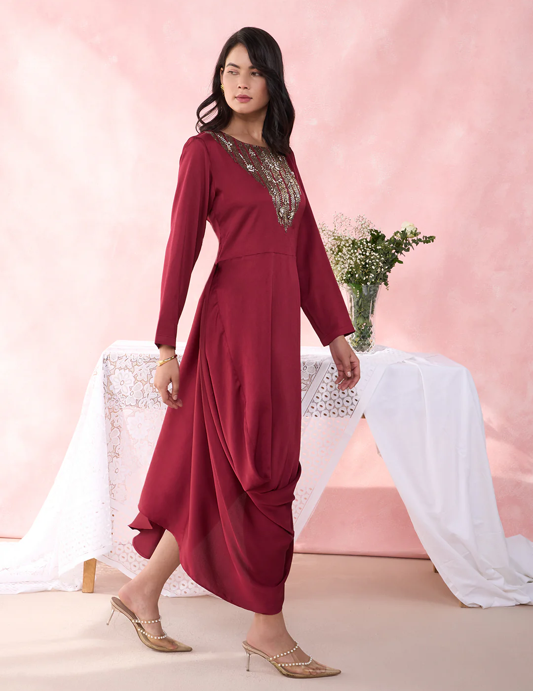 Wine Ripple Dress for Women