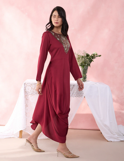 Wine Ripple Dress for Women