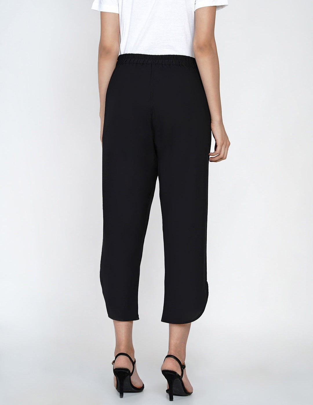 Black cotton flex petal pants