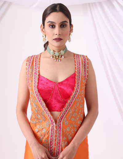 Orange Long Jacket Set