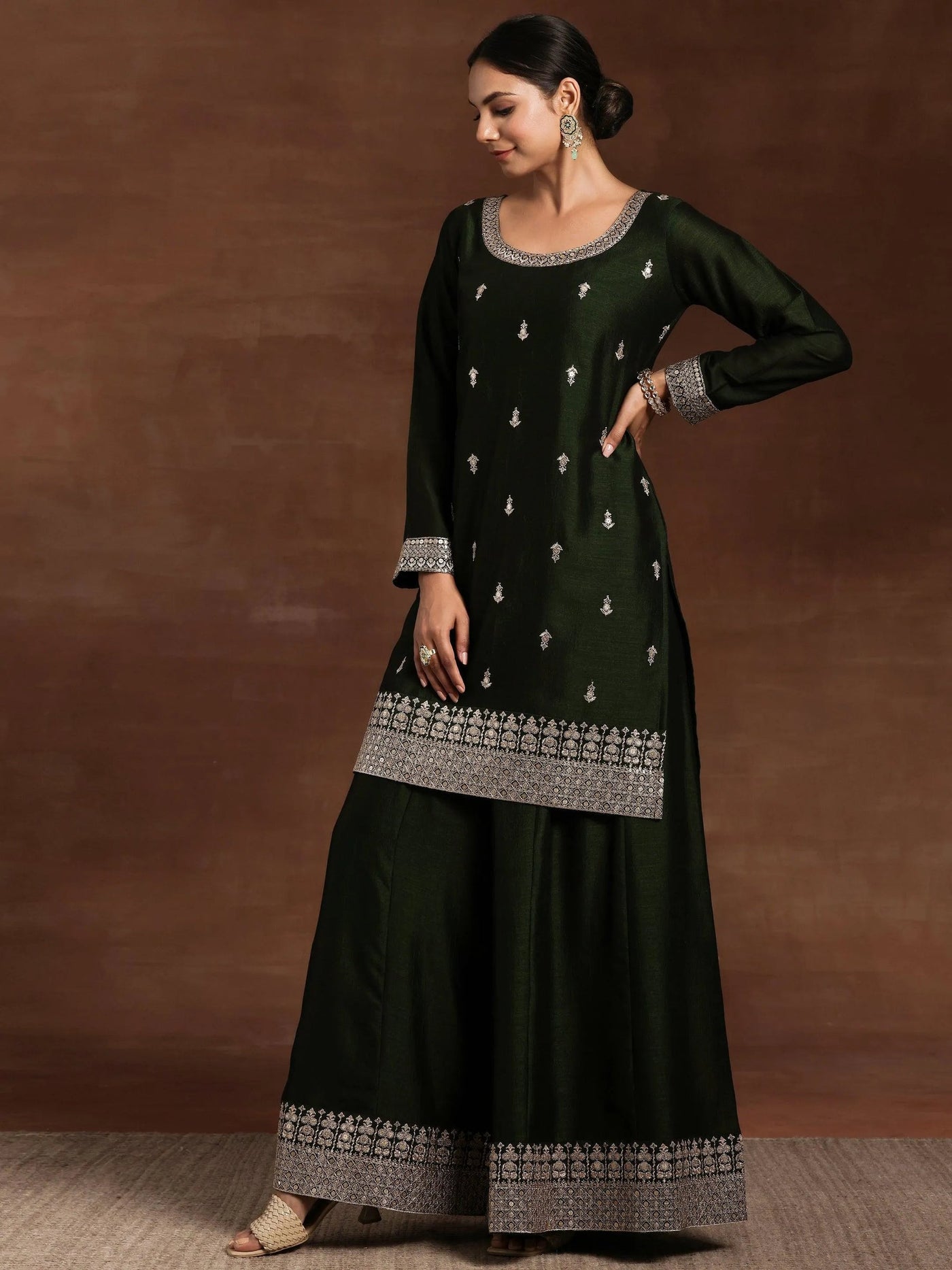 Deep Green Sharara Set