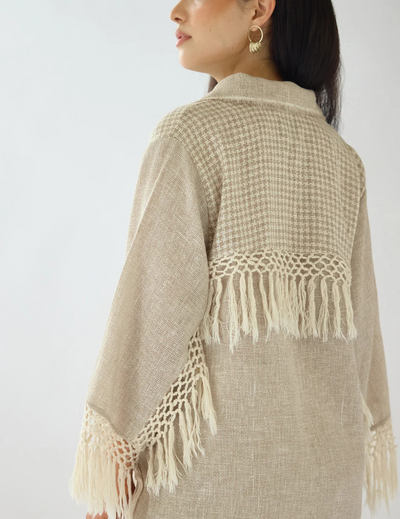 Ivory Stone Drift Embroidered Jute Shirt