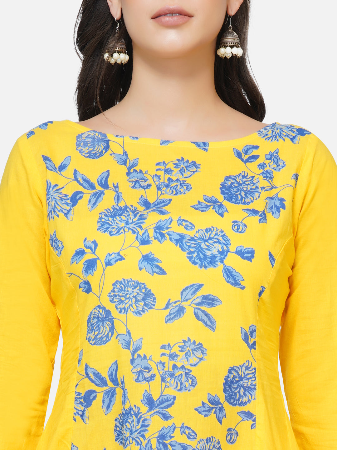 Yellow asymmetrical kurta