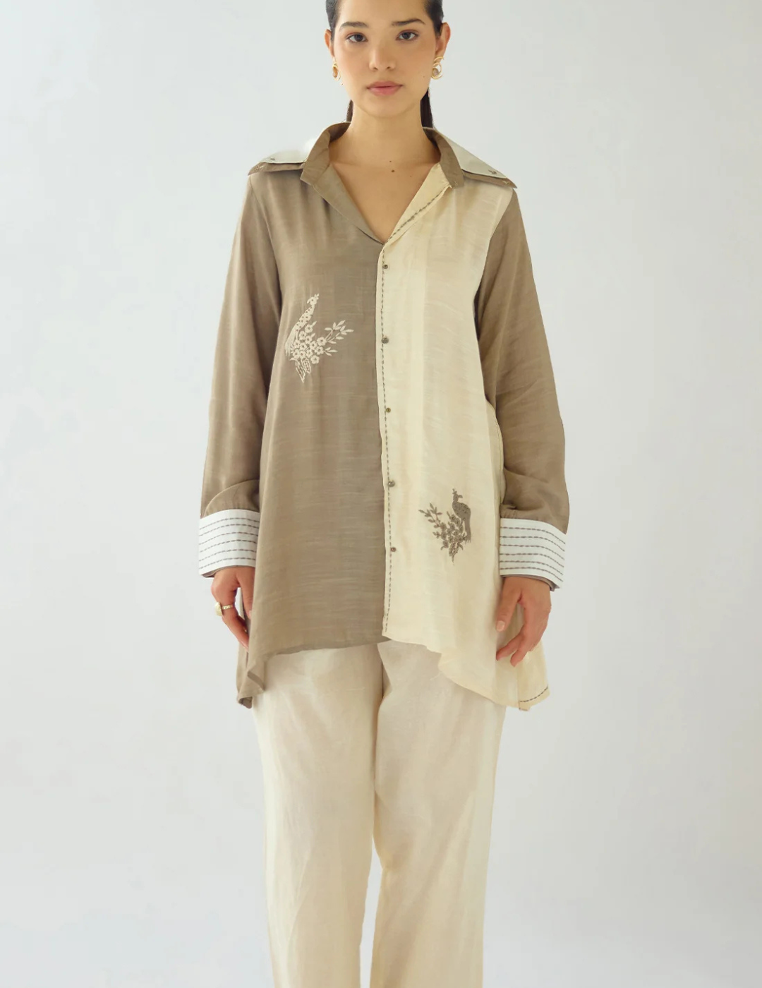 The Ivory Sandscript Muslin Embroidered Shirt