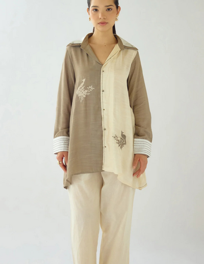The Ivory Sandscript Muslin Embroidered Shirt