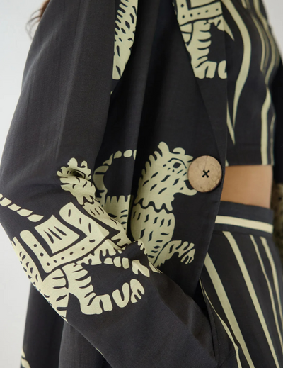 Black Cotton Stripes Abstract Co-ord Set