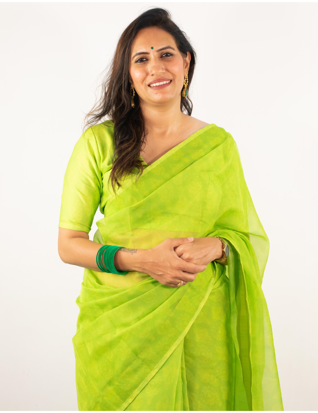 Neon Green Saree