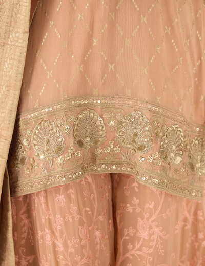 Pink Banarasi Embroidered Sharara Set