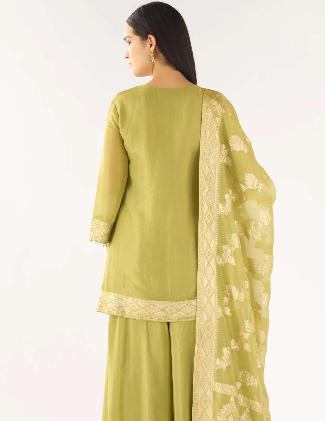 Green Banarasi Embellished Sharara Set