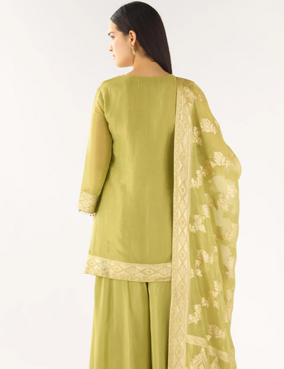 Green Banarasi Embellished Sharara Set