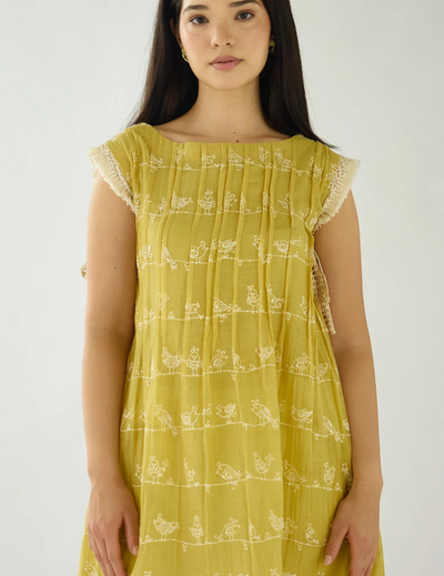 Lime Haven Cotton Embroidered Tunic