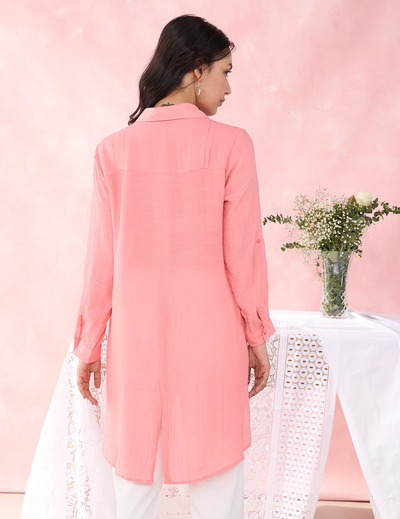 Peach Birds Array Shirt