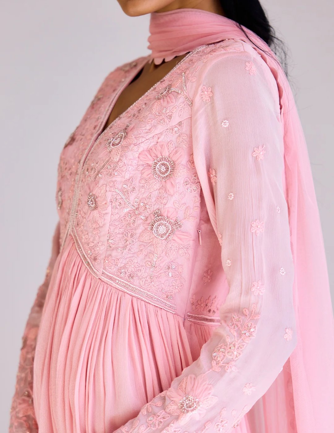 Pink Embroidered Anarkali