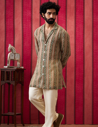 Bandhej Long Prnted Shirt With Pants