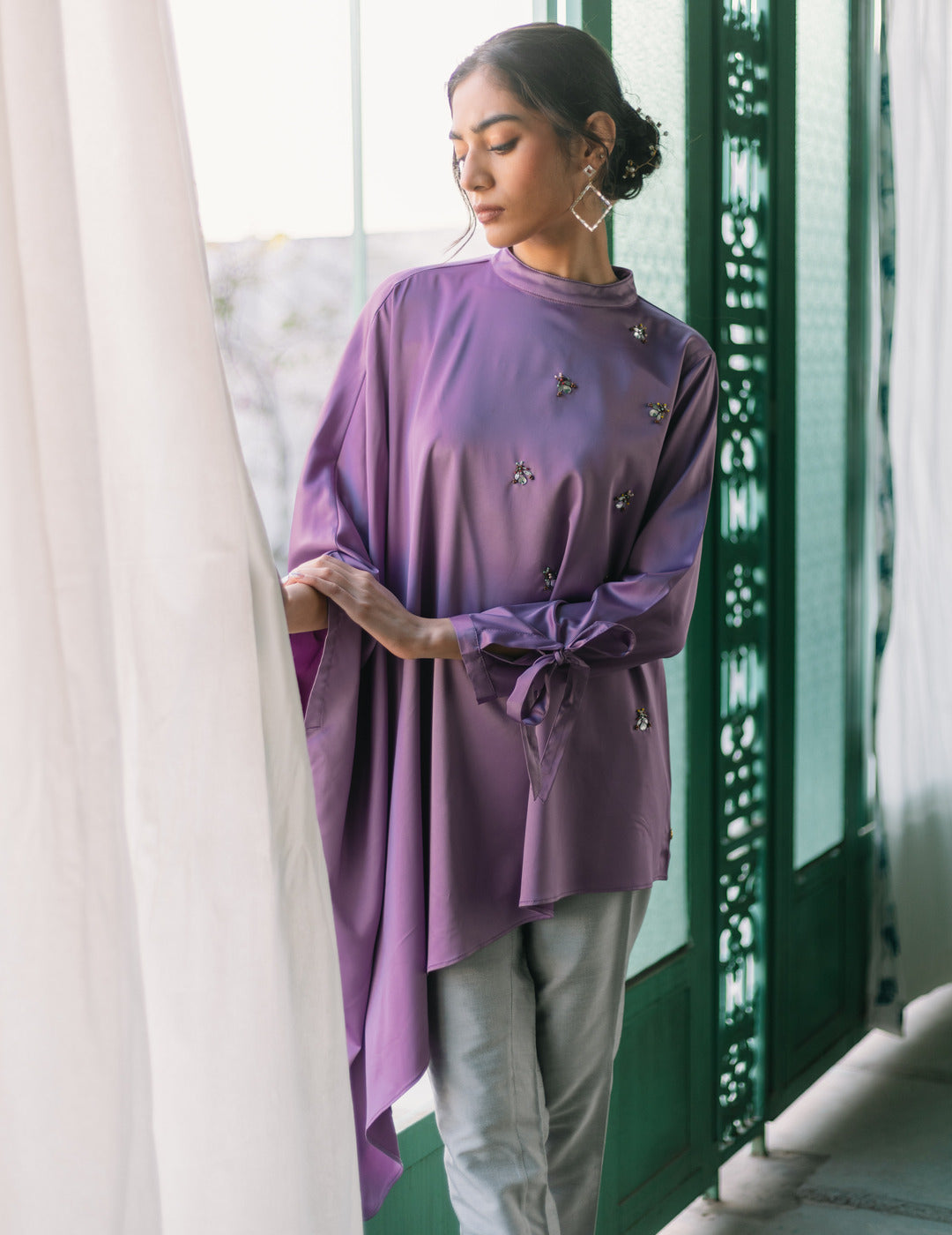 women Solid Lavender Shirt singapore