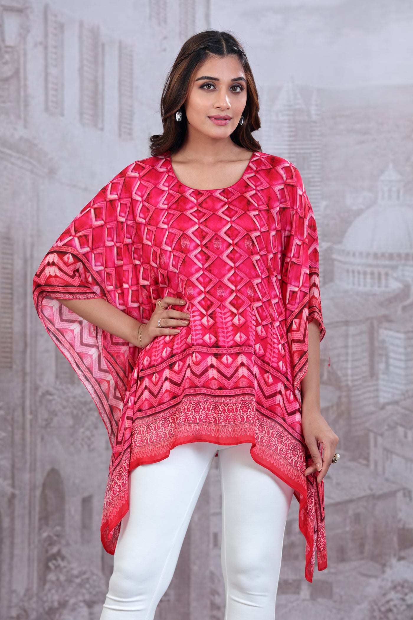 Pink Printed Kaftan