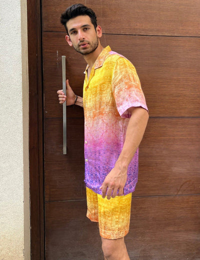 粉色 &amp; 金色 Cape Dhoti 套装