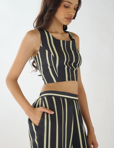 Black Cotton Stripes Abstract Co-ord Set