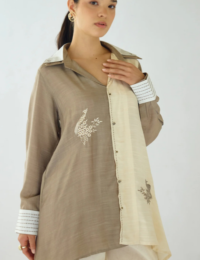 The Ivory Sandscript Muslin Embroidered Shirt