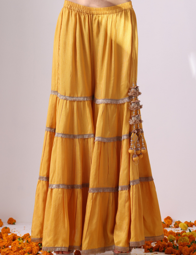 Zeenat Mustard Halter Gharara Ensemble