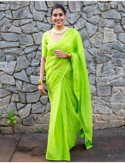 Neon Green Saree