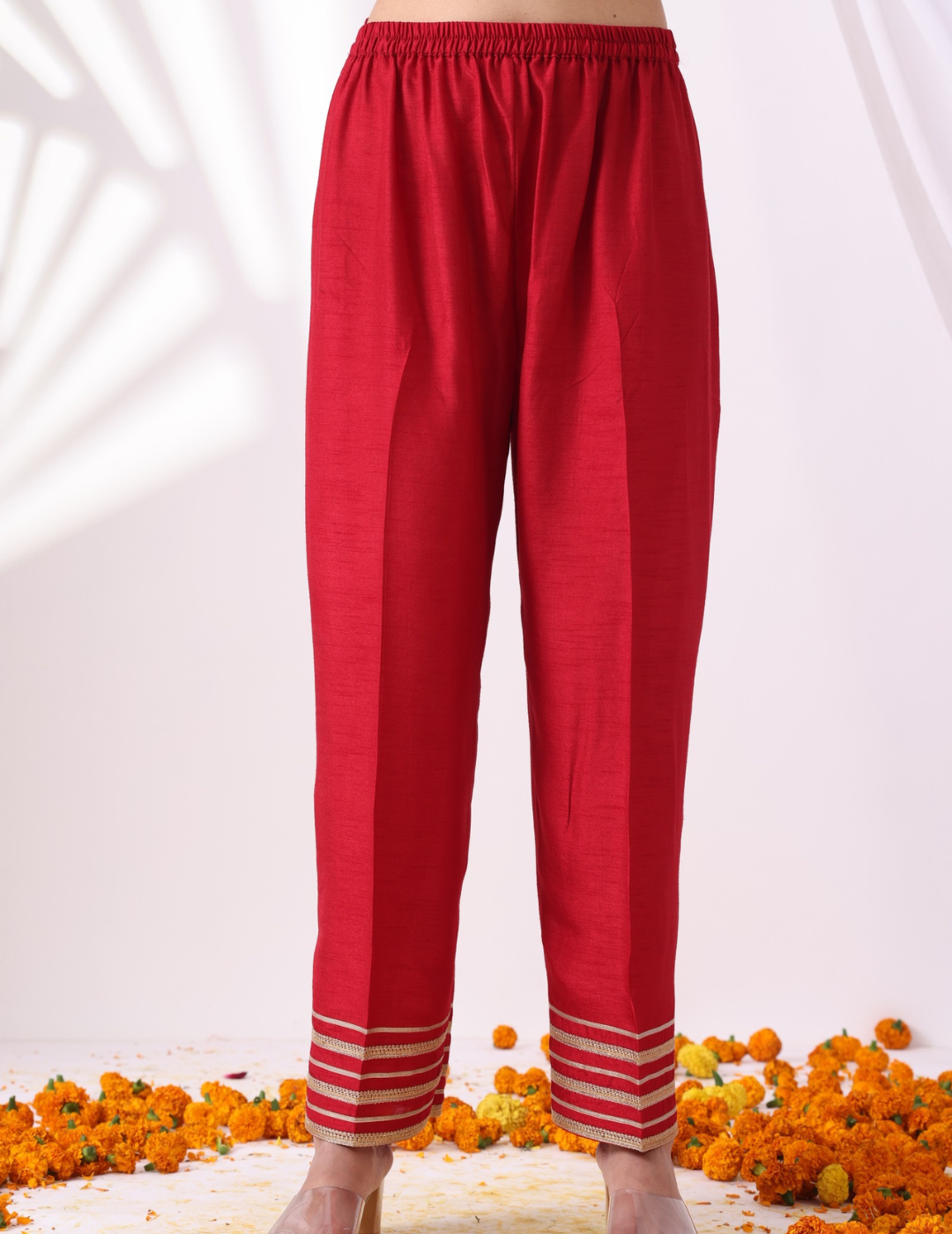Ira Maroon Embroidered Kurta Set with Palazzo