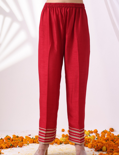 Ira Maroon Embroidered Kurta Set with Palazzo