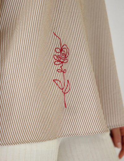 Ivory Striped Embroidered Shirt