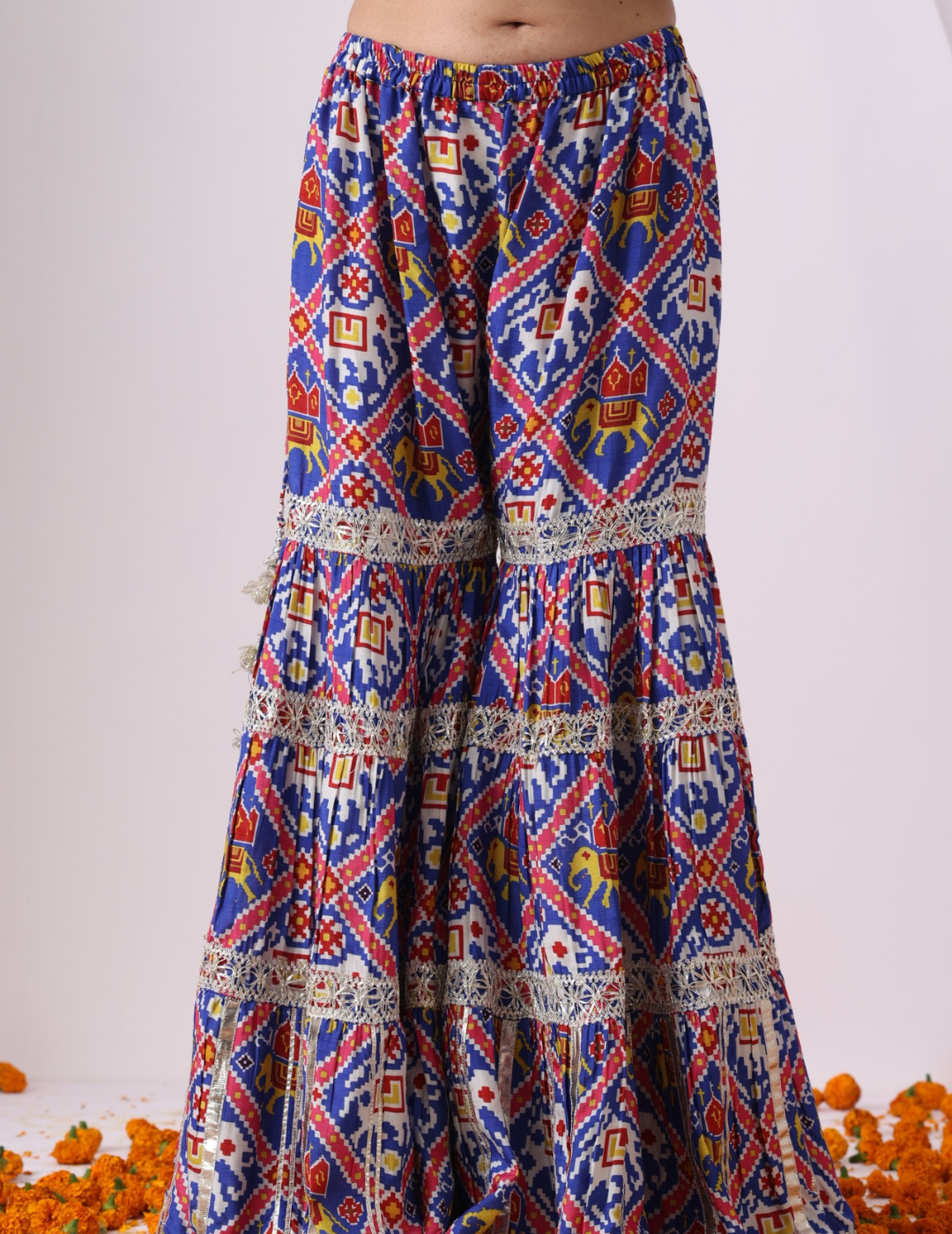 Blue & Pink Digital Printed Gharara Set