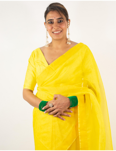 Neon Yellow Saree